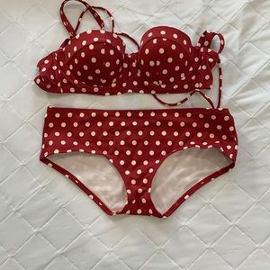 Red polka dot bikini